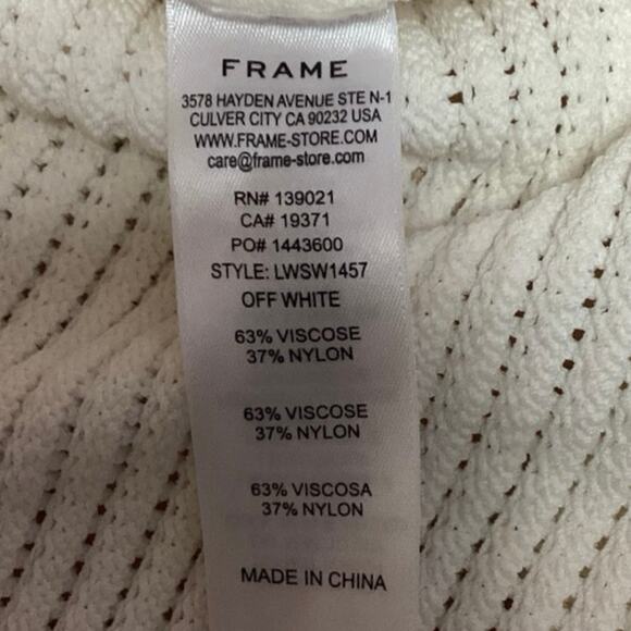 Frame White Open Knit Crochet Tie Front Long Sleeve Cardigan Sweater Top Size XL - Picture 5 of 5